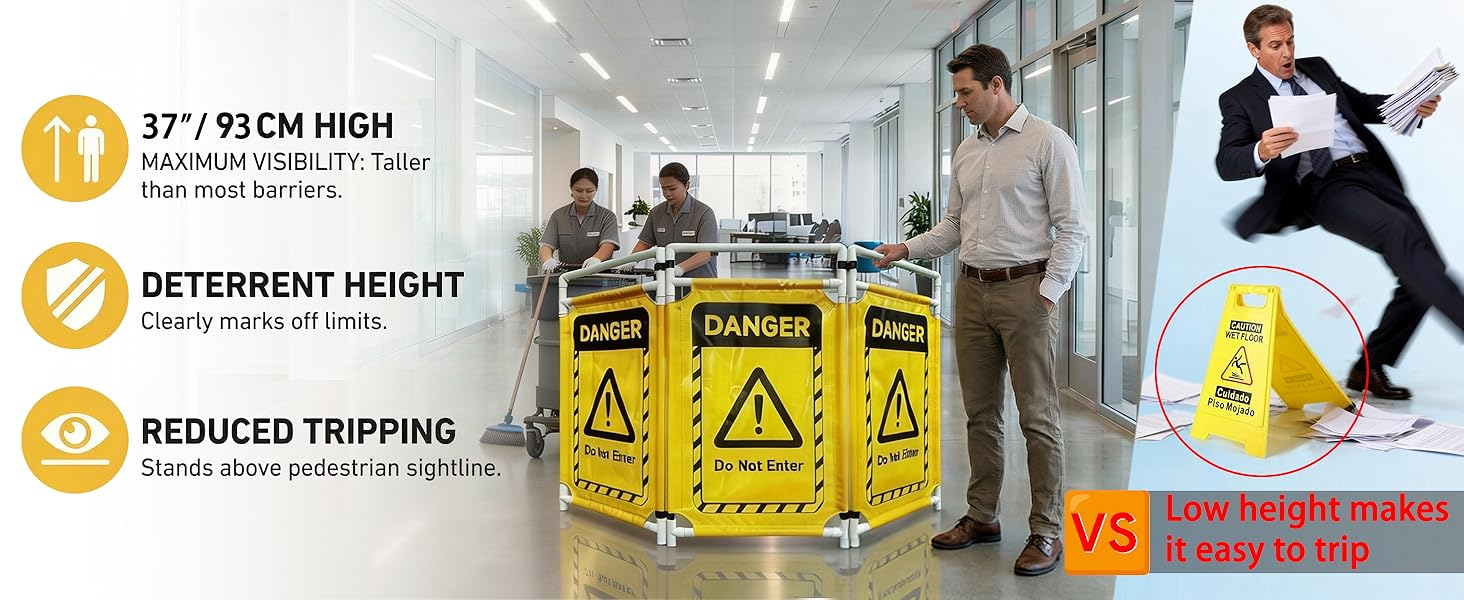 Valla de tr&aacute;fico con s&iacute;mbolo de precauci&oacute;n,Valla de tr&aacute;fico de barricada,Barricada de seguridad de 3 paneles,Puerta de obst&aacute;culos m&oacute;vil,Control de multitudes con s&iacute;mbolo de precauci&oacute;n plegable