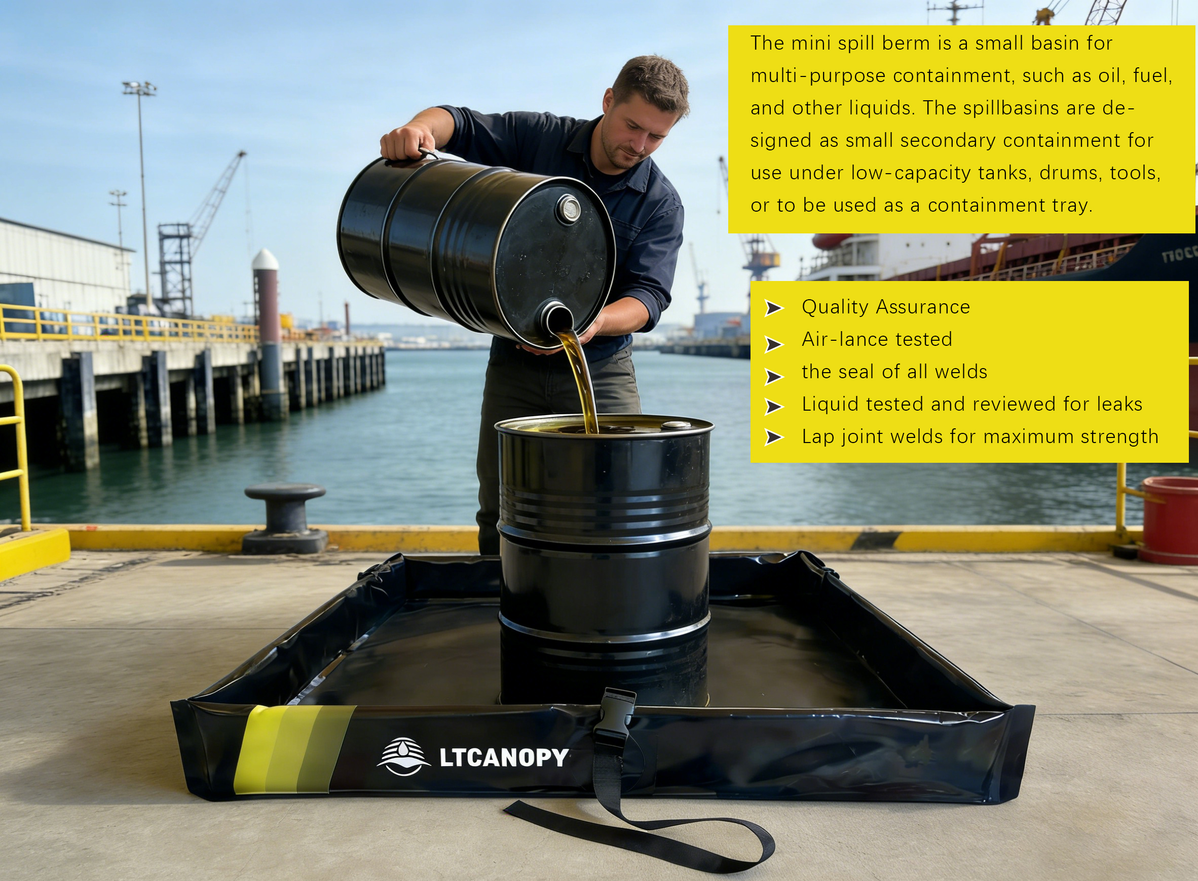 Berma plegable de contenci&oacute;n de derrames de estanque de patos, contenci&oacute;n secundaria, tanques delimitados, tanque de contenci&oacute;n de aceite, tanque de contenci&oacute;n de derrames