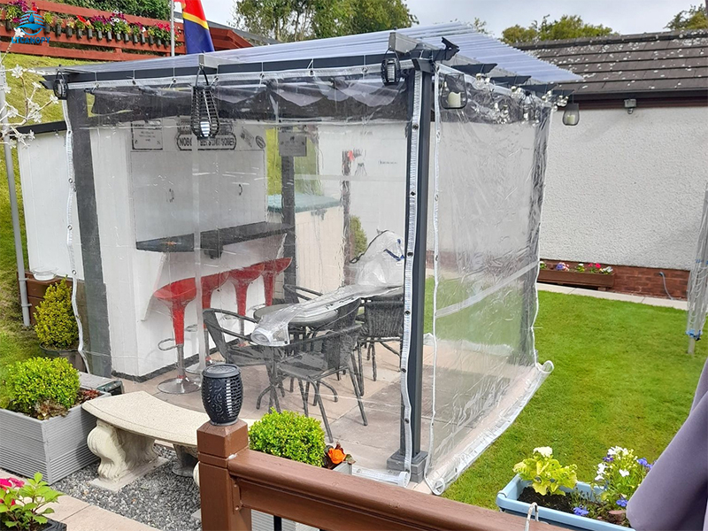 Cortinas de terraza para exteriores, cortina de PVC de 0.020 in, lona de  plástico transparente con ojales, para cenador, garaje, al aire libre