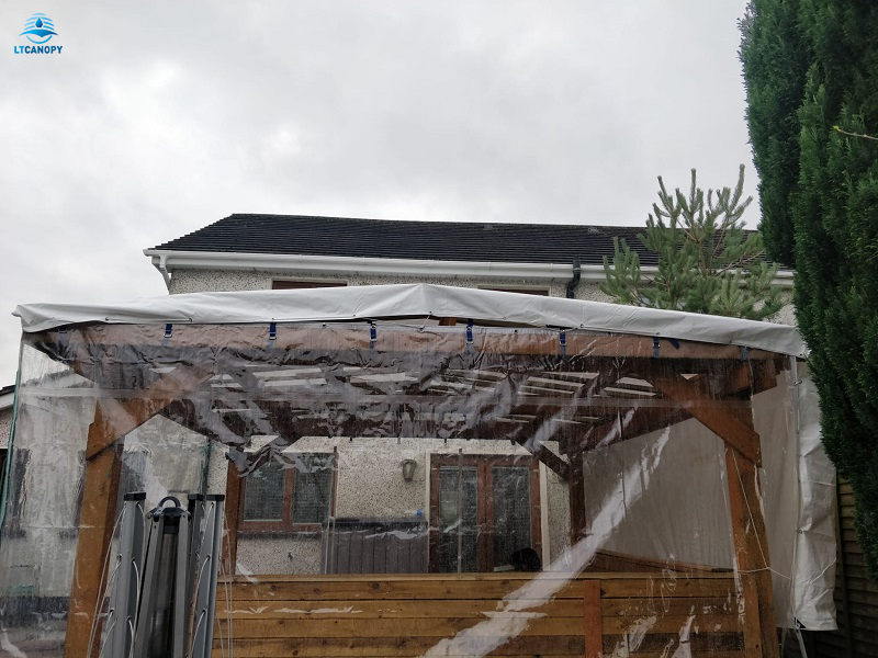 Pergola - Paneles laterales impermeables transparentes para exteriores,  resistentes a la intemperie, lona de plástico para terrazas con ojales