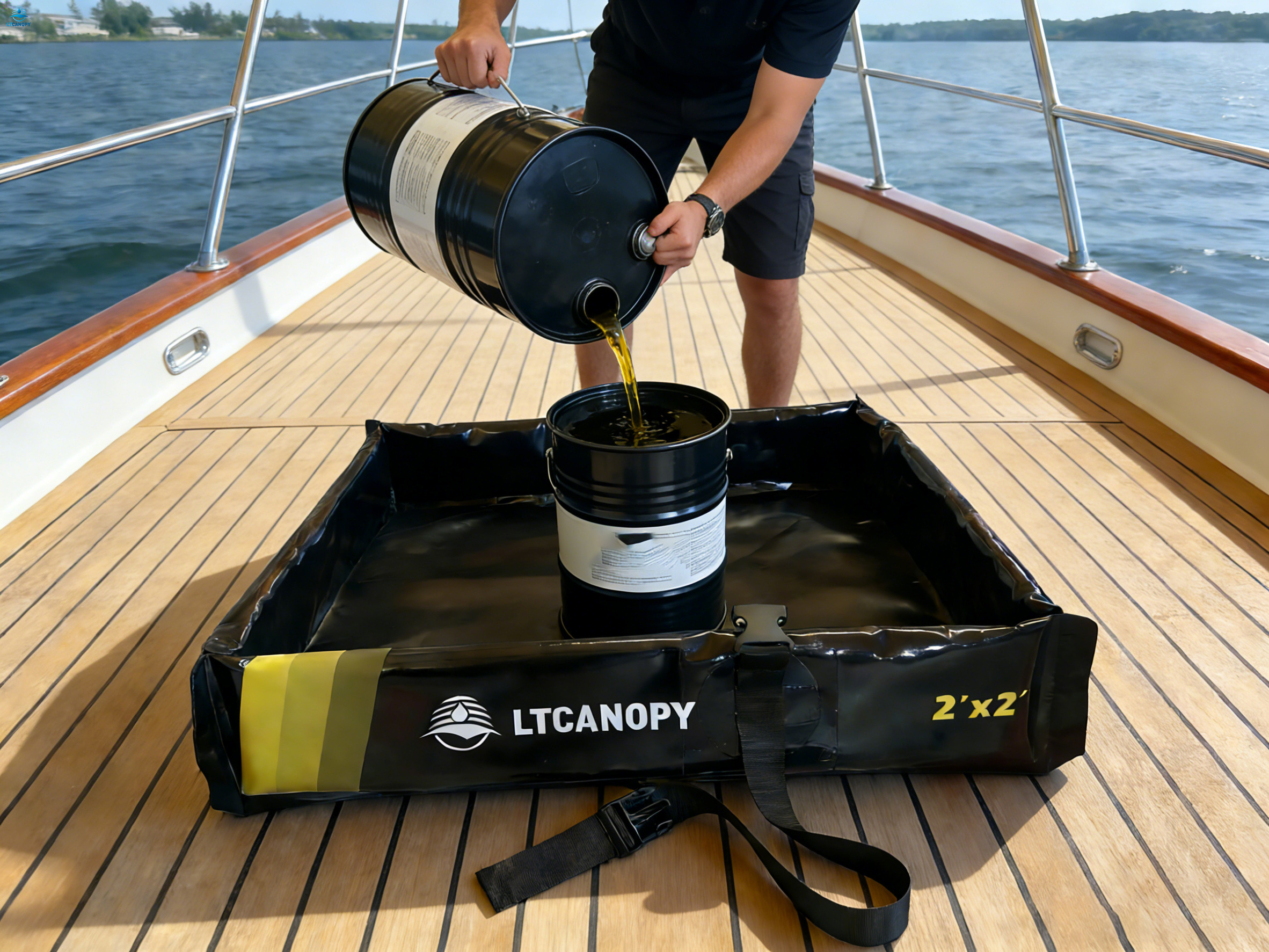 Berma plegable de contención de derrames para estanque de patos