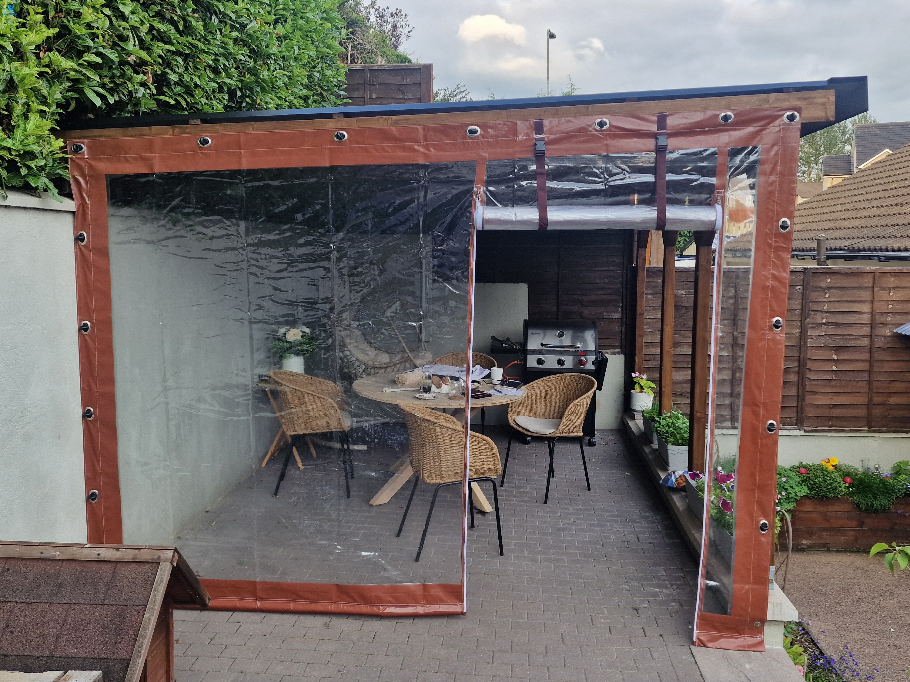 Panel lateral de Gazebo Pérgola - Cortina de gabinete al aire libre de PVC transparente