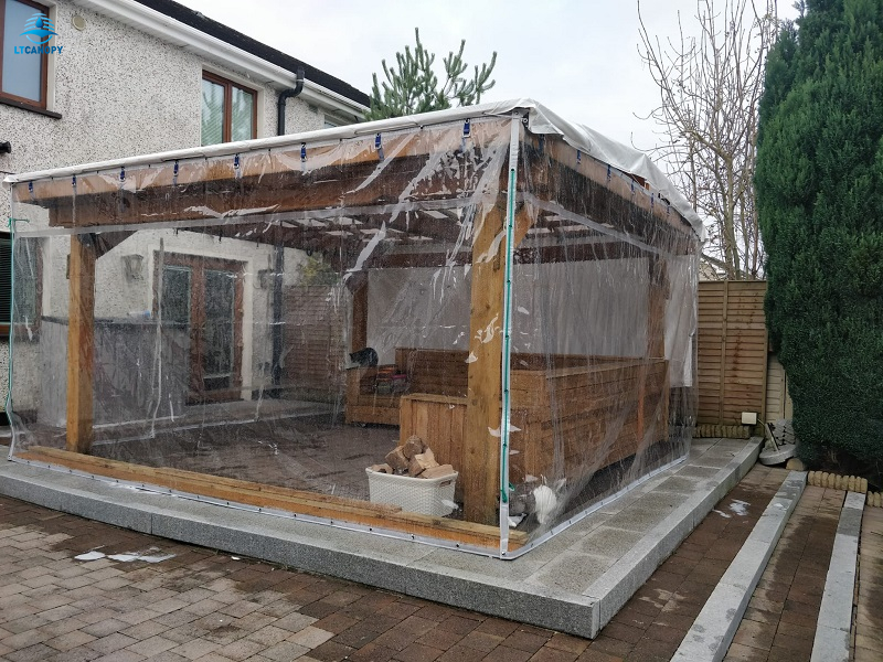 Persianas enrollables exteriores transparentes de plástico impermeable para  jardín al aire libre, balcón, puerta de patio, pérgola y cenador.