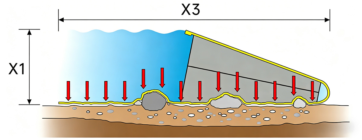Principio de funcionamiento de la barrera contra inundaciones de la puerta de agua port&aacute;til