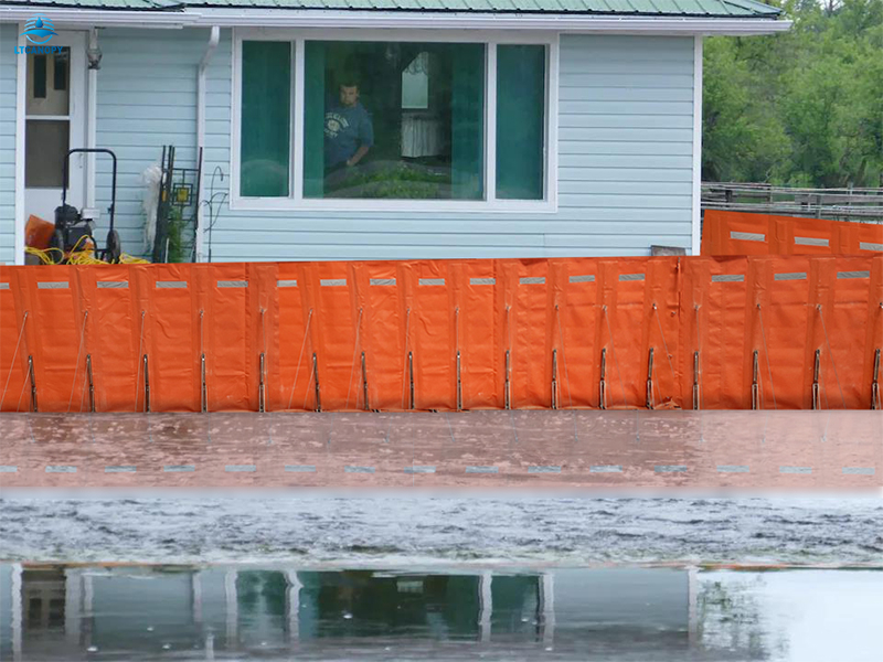 Muro de barrera de inundación naranja instantáneo