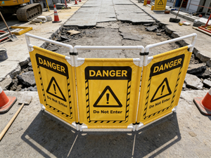 Valla de seguridad de PVC con barricada expandible