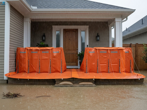 Barrera contra inundaciones residencial con puerta