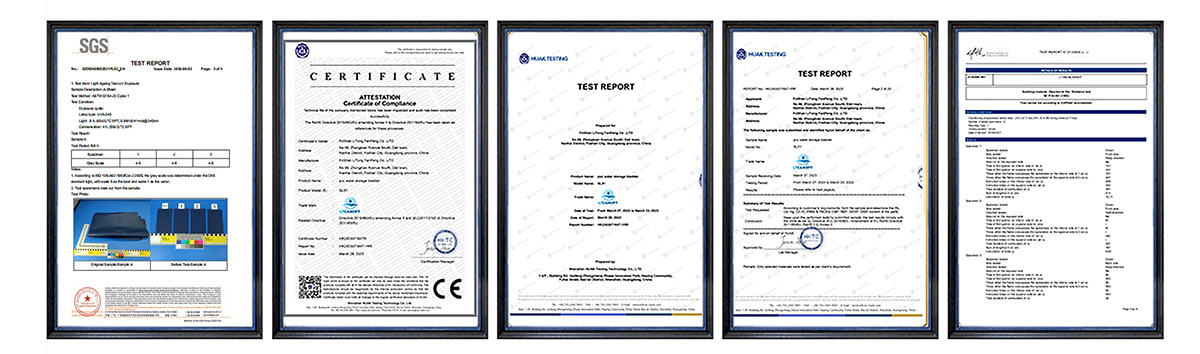 Certificados de prueba oficiales y documentos de cumplimiento de la barrera de prevenci&oacute;n de inundaciones.