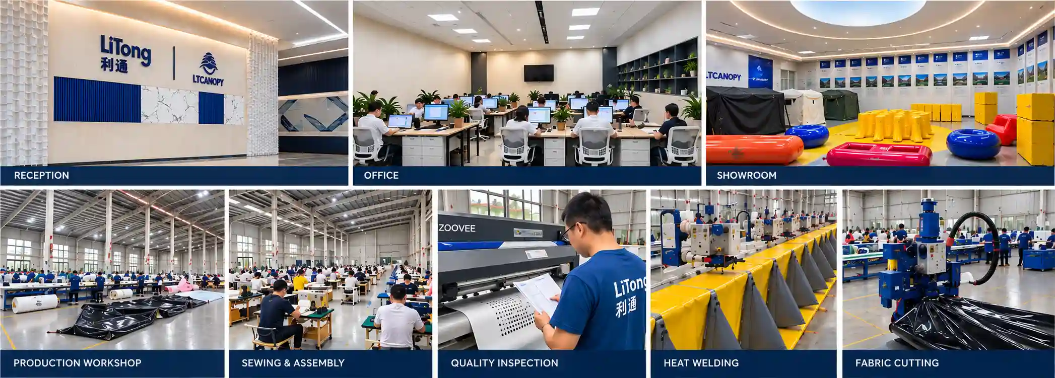 &Aacute;reas de recepci&oacute;n, oficina, exposici&oacute;n y producci&oacute;n de LTCANOPY.